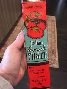 tomato paste from Trader Joe's that is only made from tomatoes and salt...no citric acid