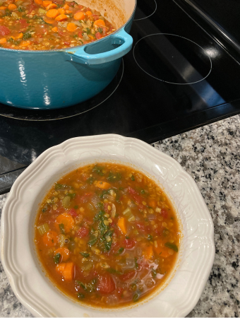 Quick, High Fiber, Vegetable Curry Lentil Soup