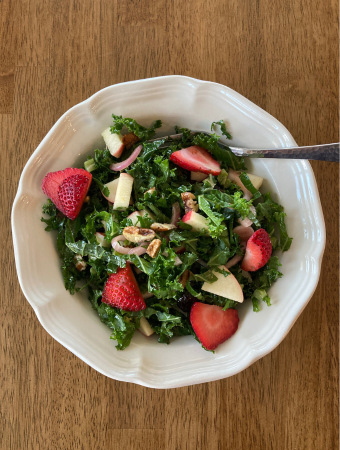 Sensational Summer Salad with Kale and Insanely Easy Pickled Onions