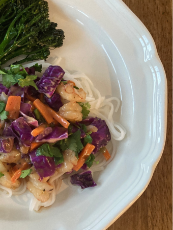 Colorful Shrimp and Vegetables in a Savory Peanut Sauce